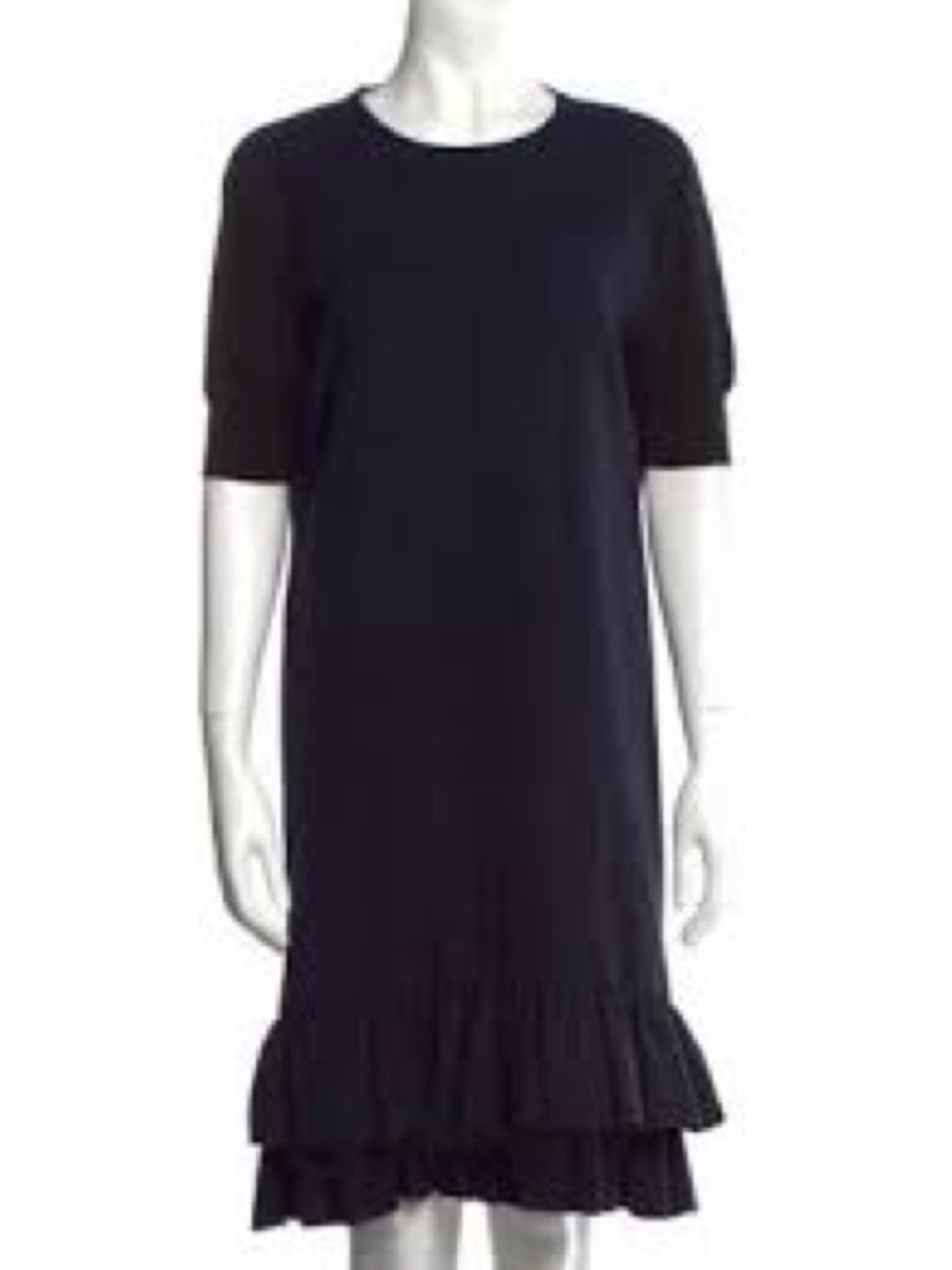 Marni wool blend shift dress navy crepe black knit midi dress minimalist 44 Med